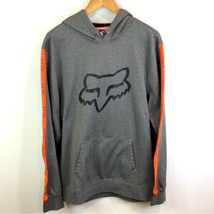 Fox Men's Charcoal Hoodie with Vibrant Orange Details size XL